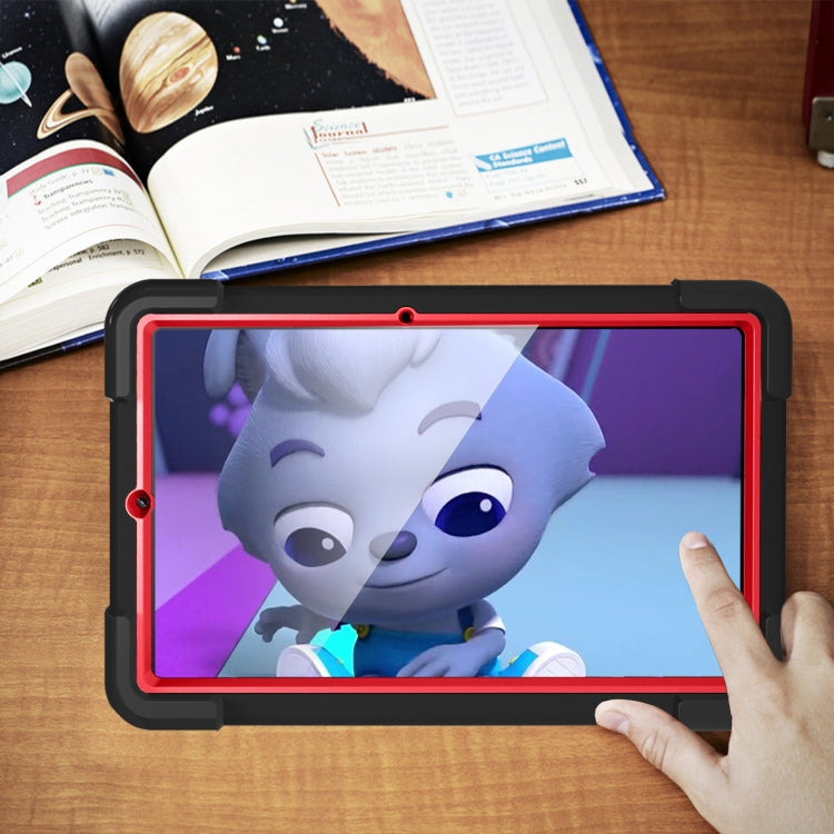 For Samsung Galaxy Tab S6 Lite P610 PC + Silicone Shockproof Combination Case with 360 Degree Rotating Holder & Handle & Pen Slot(Black + Red) - Tab S6 Lite P610 / P615 by buy2fix | Online Shopping UK | buy2fix