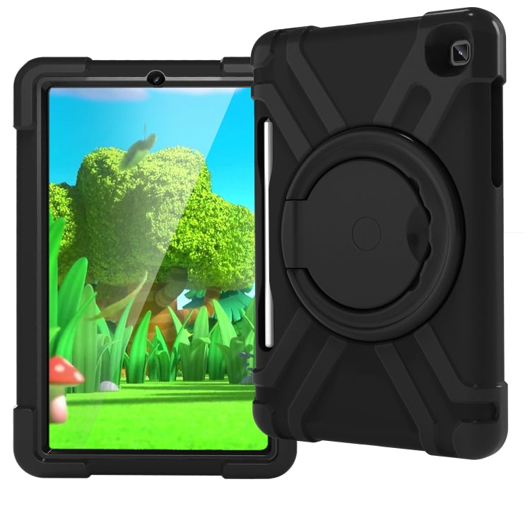 For Samsung Galaxy Tab S6 Lite P610 PC + Silicone Shockproof Combination Case with 360 Degree Rotating Holder & Handle & Pen Slot(Black) - Tab S6 Lite P610 / P615 by buy2fix | Online Shopping UK | buy2fix