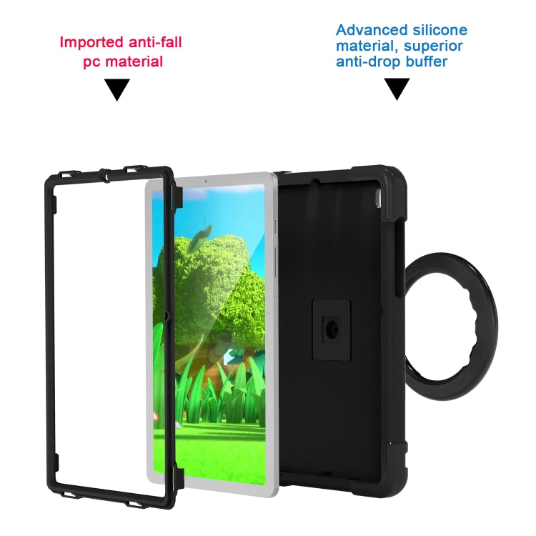 For Samsung Galaxy Tab S6 Lite P610 PC + Silicone Shockproof Combination Case with 360 Degree Rotating Holder & Handle & Pen Slot(Black) - Tab S6 Lite P610 / P615 by buy2fix | Online Shopping UK | buy2fix