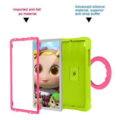 For Samsung Galaxy Tab S6 Lite P610 PC + Silicone Shockproof Combination Case with 360 Degree Rotating Holder & Handle & Pen Slot(Glass Green + Rose Red) - Tab S6 Lite P610 / P615 by buy2fix | Online Shopping UK | buy2fix