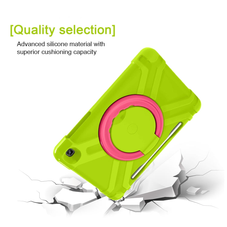 For Samsung Galaxy Tab S6 Lite P610 PC + Silicone Shockproof Combination Case with 360 Degree Rotating Holder & Handle & Pen Slot(Glass Green + Rose Red) - Tab S6 Lite P610 / P615 by buy2fix | Online Shopping UK | buy2fix