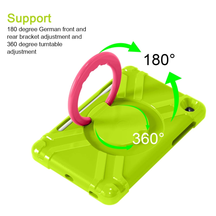 For Samsung Galaxy Tab S6 Lite P610 PC + Silicone Shockproof Combination Case with 360 Degree Rotating Holder & Handle & Pen Slot(Glass Green + Rose Red) - Tab S6 Lite P610 / P615 by buy2fix | Online Shopping UK | buy2fix