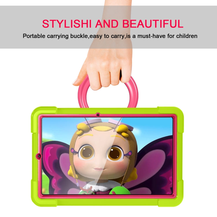 For Samsung Galaxy Tab S6 Lite P610 PC + Silicone Shockproof Combination Case with 360 Degree Rotating Holder & Handle & Pen Slot(Glass Green + Rose Red) - Tab S6 Lite P610 / P615 by buy2fix | Online Shopping UK | buy2fix