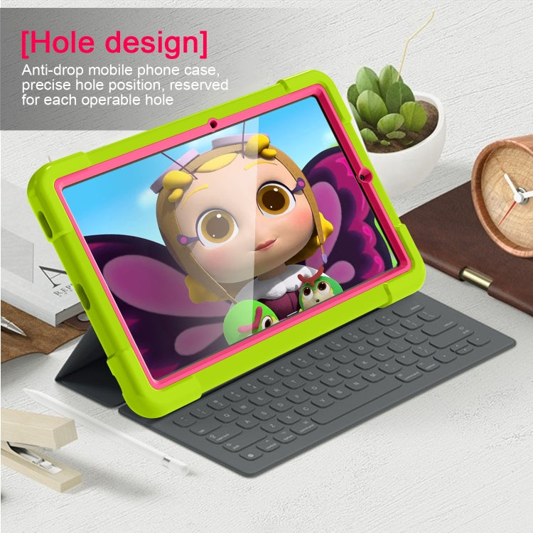 For Samsung Galaxy Tab S6 Lite P610 PC + Silicone Shockproof Combination Case with 360 Degree Rotating Holder & Handle & Pen Slot(Glass Green + Rose Red) - Tab S6 Lite P610 / P615 by buy2fix | Online Shopping UK | buy2fix