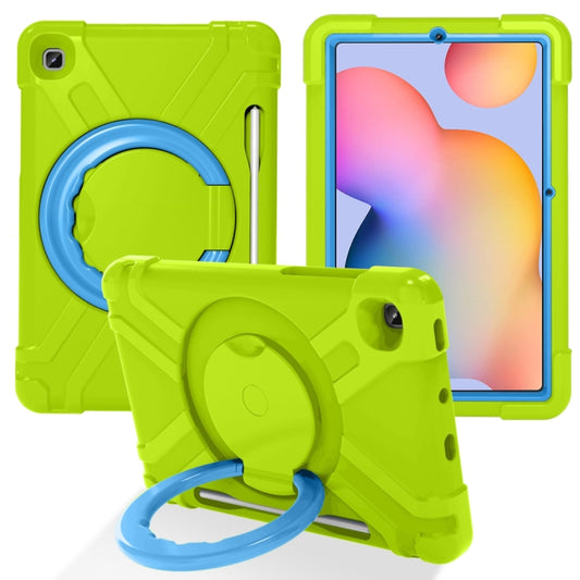 For Samsung Galaxy Tab S6 Lite P610 PC + Silicone Shockproof Combination Case with 360 Degree Rotating Holder & Handle & Pen Slot(Glass Green + Blue) - Tab S6 Lite P610 / P615 by buy2fix | Online Shopping UK | buy2fix