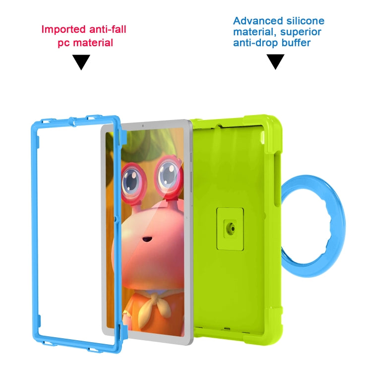 For Samsung Galaxy Tab S6 Lite P610 PC + Silicone Shockproof Combination Case with 360 Degree Rotating Holder & Handle & Pen Slot(Glass Green + Blue) - Tab S6 Lite P610 / P615 by buy2fix | Online Shopping UK | buy2fix