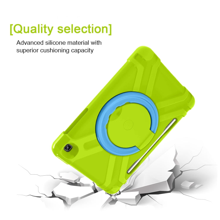 For Samsung Galaxy Tab S6 Lite P610 PC + Silicone Shockproof Combination Case with 360 Degree Rotating Holder & Handle & Pen Slot(Glass Green + Blue) - Tab S6 Lite P610 / P615 by buy2fix | Online Shopping UK | buy2fix