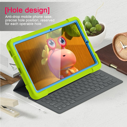 For Samsung Galaxy Tab S6 Lite P610 PC + Silicone Shockproof Combination Case with 360 Degree Rotating Holder & Handle & Pen Slot(Glass Green + Blue) - Tab S6 Lite P610 / P615 by buy2fix | Online Shopping UK | buy2fix