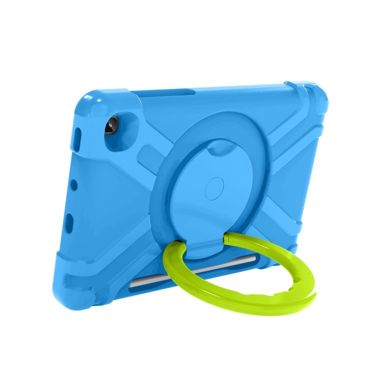 For Samsung Galaxy Tab S6 Lite P610 PC + Silicone Shockproof Combination Case with 360 Degree Rotating Holder & Handle & Pen Slot(Blue + Grass Green) - Tab S6 Lite P610 / P615 by buy2fix | Online Shopping UK | buy2fix