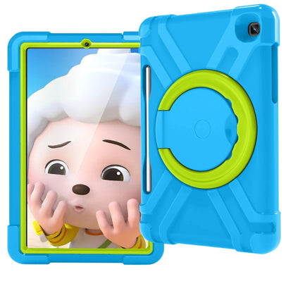 For Samsung Galaxy Tab S6 Lite P610 PC + Silicone Shockproof Combination Case with 360 Degree Rotating Holder & Handle & Pen Slot(Blue + Grass Green) - Tab S6 Lite P610 / P615 by buy2fix | Online Shopping UK | buy2fix