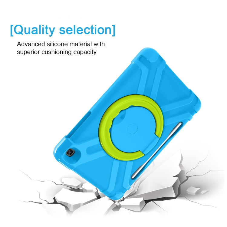 For Samsung Galaxy Tab S6 Lite P610 PC + Silicone Shockproof Combination Case with 360 Degree Rotating Holder & Handle & Pen Slot(Blue + Grass Green) - Tab S6 Lite P610 / P615 by buy2fix | Online Shopping UK | buy2fix