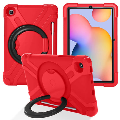 For Samsung Galaxy Tab S6 Lite P610 PC + Silicone Shockproof Combination Case with 360 Degree Rotating Holder & Handle & Pen Slot(Red + Black) - Tab S6 Lite P610 / P615 by buy2fix | Online Shopping UK | buy2fix