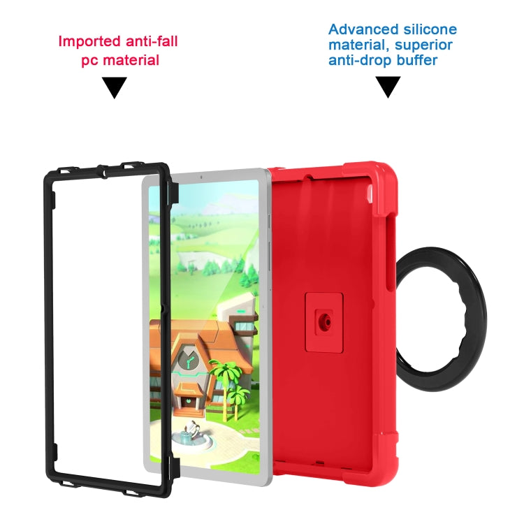 For Samsung Galaxy Tab S6 Lite P610 PC + Silicone Shockproof Combination Case with 360 Degree Rotating Holder & Handle & Pen Slot(Red + Black) - Tab S6 Lite P610 / P615 by buy2fix | Online Shopping UK | buy2fix