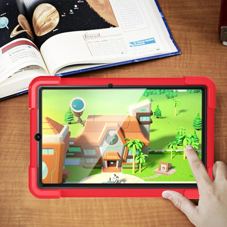 For Samsung Galaxy Tab S6 Lite P610 PC + Silicone Shockproof Combination Case with 360 Degree Rotating Holder & Handle & Pen Slot(Red + Black) - Tab S6 Lite P610 / P615 by buy2fix | Online Shopping UK | buy2fix