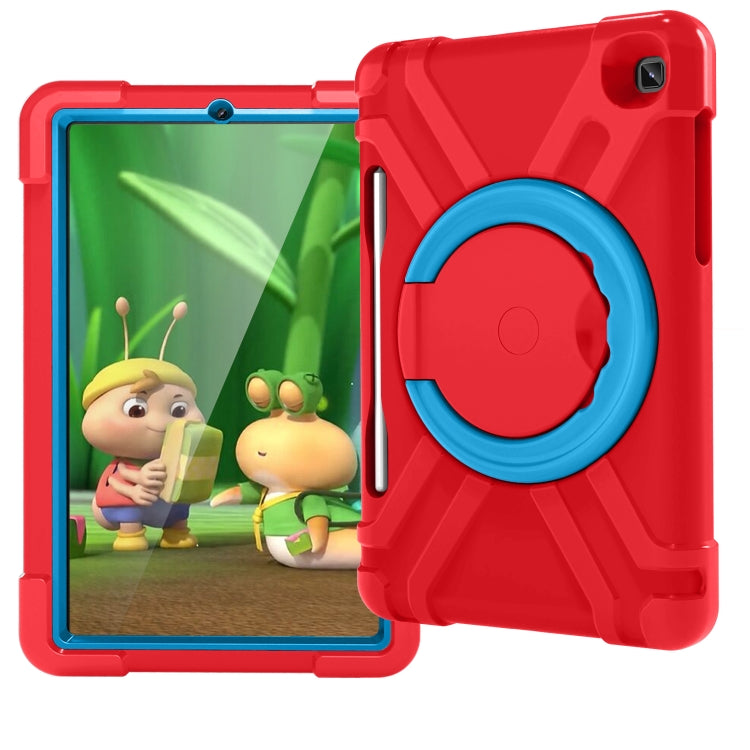 For Samsung Galaxy Tab S6 Lite P610 PC + Silicone Shockproof Combination Case with 360 Degree Rotating Holder & Handle & Pen Slot(Red + Blue) - Tab S6 Lite P610 / P615 by buy2fix | Online Shopping UK | buy2fix