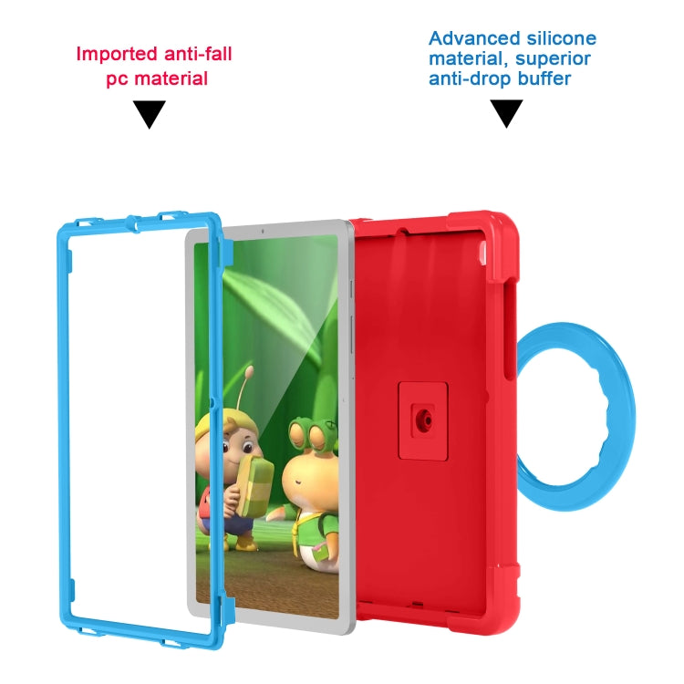 For Samsung Galaxy Tab S6 Lite P610 PC + Silicone Shockproof Combination Case with 360 Degree Rotating Holder & Handle & Pen Slot(Red + Blue) - Tab S6 Lite P610 / P615 by buy2fix | Online Shopping UK | buy2fix