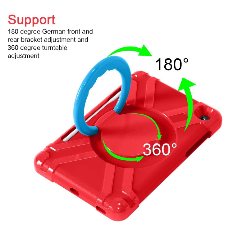 For Samsung Galaxy Tab S6 Lite P610 PC + Silicone Shockproof Combination Case with 360 Degree Rotating Holder & Handle & Pen Slot(Red + Blue) - Tab S6 Lite P610 / P615 by buy2fix | Online Shopping UK | buy2fix