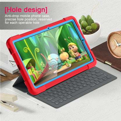 For Samsung Galaxy Tab S6 Lite P610 PC + Silicone Shockproof Combination Case with 360 Degree Rotating Holder & Handle & Pen Slot(Red + Blue) - Tab S6 Lite P610 / P615 by buy2fix | Online Shopping UK | buy2fix