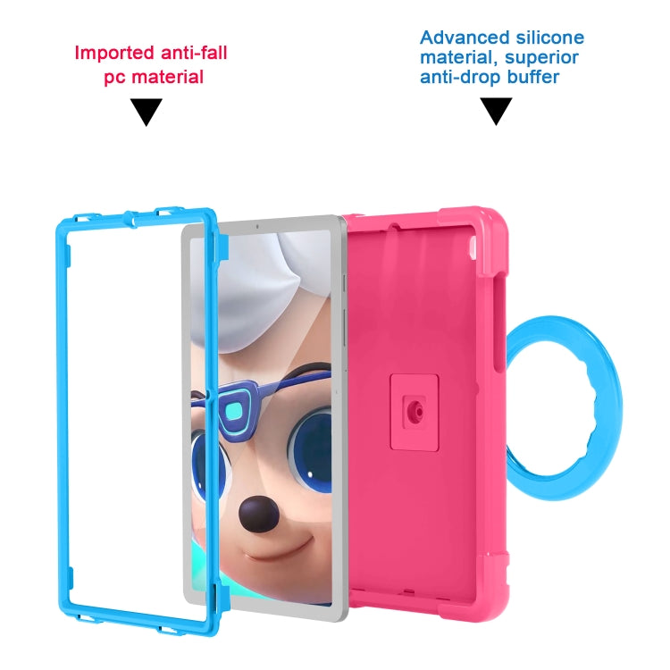 For Samsung Galaxy Tab S6 Lite P610 PC + Silicone Shockproof Combination Case with 360 Degree Rotating Holder & Handle & Pen Slot(Rose Red + Blue) - Tab S6 Lite P610 / P615 by buy2fix | Online Shopping UK | buy2fix