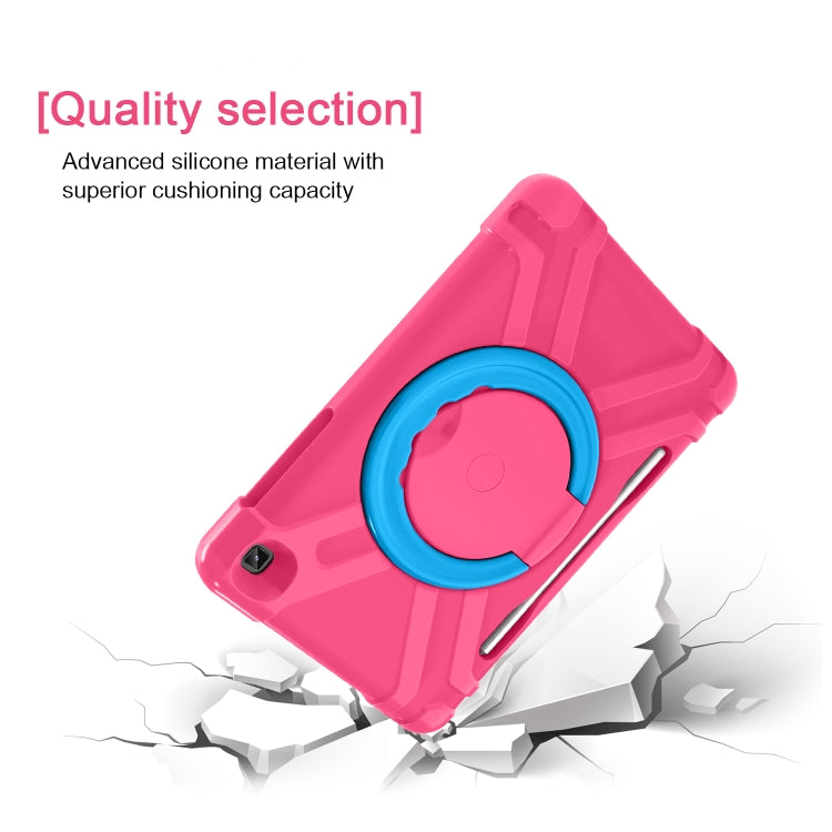 For Samsung Galaxy Tab S6 Lite P610 PC + Silicone Shockproof Combination Case with 360 Degree Rotating Holder & Handle & Pen Slot(Rose Red + Blue) - Tab S6 Lite P610 / P615 by buy2fix | Online Shopping UK | buy2fix