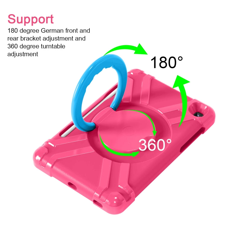For Samsung Galaxy Tab S6 Lite P610 PC + Silicone Shockproof Combination Case with 360 Degree Rotating Holder & Handle & Pen Slot(Rose Red + Blue) - Tab S6 Lite P610 / P615 by buy2fix | Online Shopping UK | buy2fix