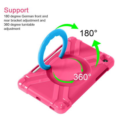 For Samsung Galaxy Tab S6 Lite P610 PC + Silicone Shockproof Combination Case with 360 Degree Rotating Holder & Handle & Pen Slot(Rose Red + Blue) - Tab S6 Lite P610 / P615 by buy2fix | Online Shopping UK | buy2fix