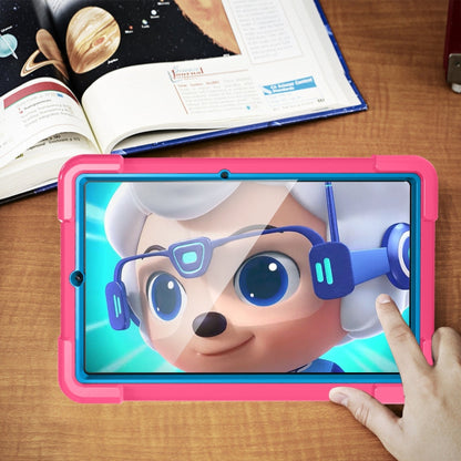 For Samsung Galaxy Tab S6 Lite P610 PC + Silicone Shockproof Combination Case with 360 Degree Rotating Holder & Handle & Pen Slot(Rose Red + Blue) - Tab S6 Lite P610 / P615 by buy2fix | Online Shopping UK | buy2fix