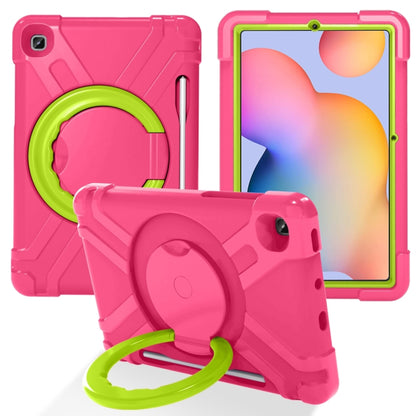 For Samsung Galaxy Tab S6 Lite P610 PC + Silicone Shockproof Combination Case with 360 Degree Rotating Holder & Handle & Pen Slot(Rose Red + Grass Green) - Tab S6 Lite P610 / P615 by buy2fix | Online Shopping UK | buy2fix