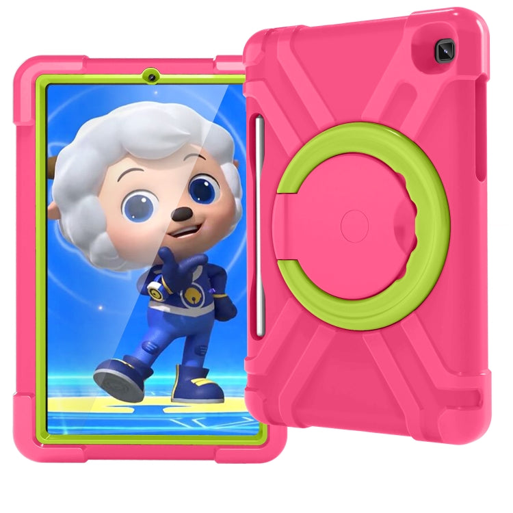 For Samsung Galaxy Tab S6 Lite P610 PC + Silicone Shockproof Combination Case with 360 Degree Rotating Holder & Handle & Pen Slot(Rose Red + Grass Green) - Tab S6 Lite P610 / P615 by buy2fix | Online Shopping UK | buy2fix