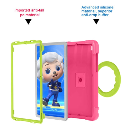 For Samsung Galaxy Tab S6 Lite P610 PC + Silicone Shockproof Combination Case with 360 Degree Rotating Holder & Handle & Pen Slot(Rose Red + Grass Green) - Tab S6 Lite P610 / P615 by buy2fix | Online Shopping UK | buy2fix