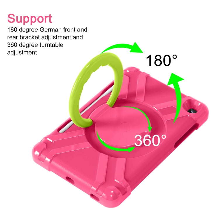 For Samsung Galaxy Tab S6 Lite P610 PC + Silicone Shockproof Combination Case with 360 Degree Rotating Holder & Handle & Pen Slot(Rose Red + Grass Green) - Tab S6 Lite P610 / P615 by buy2fix | Online Shopping UK | buy2fix