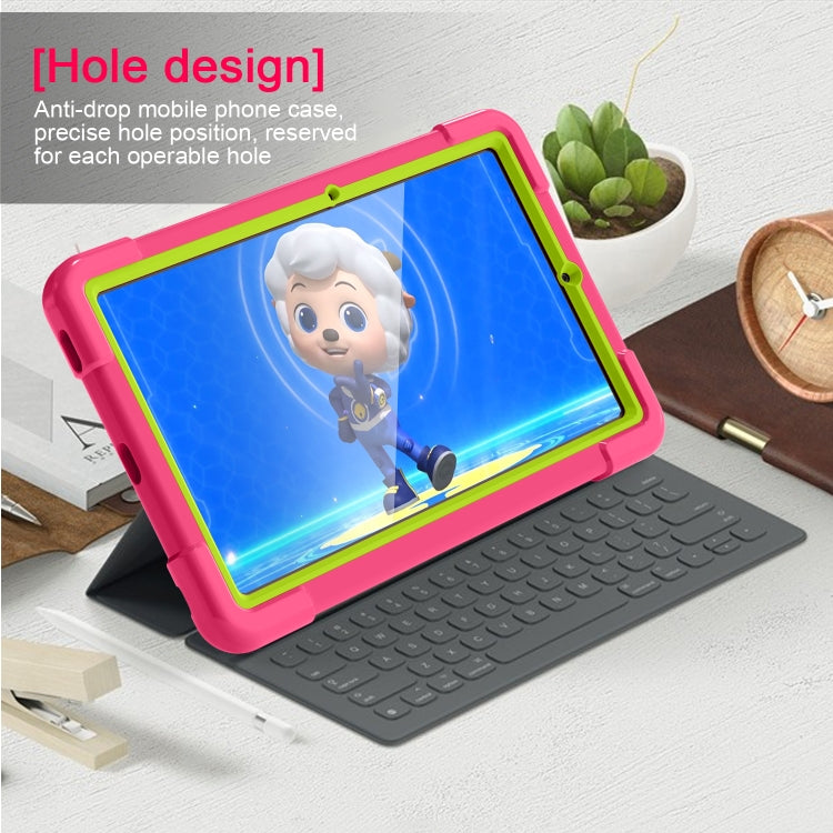 For Samsung Galaxy Tab S6 Lite P610 PC + Silicone Shockproof Combination Case with 360 Degree Rotating Holder & Handle & Pen Slot(Rose Red + Grass Green) - Tab S6 Lite P610 / P615 by buy2fix | Online Shopping UK | buy2fix