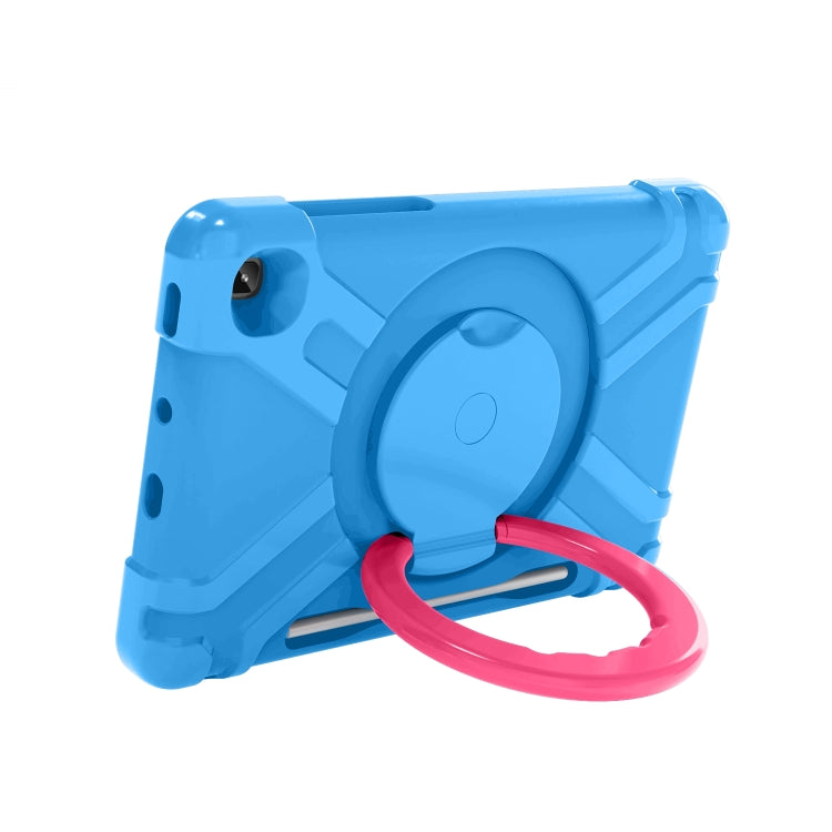 For Samsung Galaxy Tab S6 Lite P610 PC + Silicone Shockproof Combination Case with 360 Degree Rotating Holder & Handle & Pen Slot(Blue + Rose Red) - Tab S6 Lite P610 / P615 by buy2fix | Online Shopping UK | buy2fix