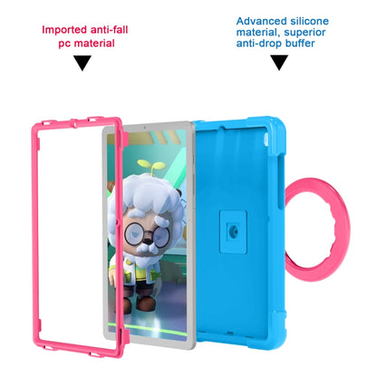 For Samsung Galaxy Tab S6 Lite P610 PC + Silicone Shockproof Combination Case with 360 Degree Rotating Holder & Handle & Pen Slot(Blue + Rose Red) - Tab S6 Lite P610 / P615 by buy2fix | Online Shopping UK | buy2fix