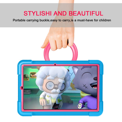 For Samsung Galaxy Tab S6 Lite P610 PC + Silicone Shockproof Combination Case with 360 Degree Rotating Holder & Handle & Pen Slot(Blue + Rose Red) - Tab S6 Lite P610 / P615 by buy2fix | Online Shopping UK | buy2fix