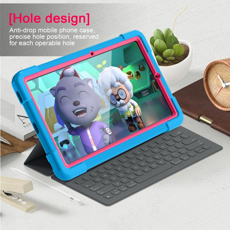 For Samsung Galaxy Tab S6 Lite P610 PC + Silicone Shockproof Combination Case with 360 Degree Rotating Holder & Handle & Pen Slot(Blue + Rose Red) - Tab S6 Lite P610 / P615 by buy2fix | Online Shopping UK | buy2fix