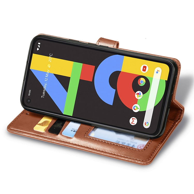 For Google Pixel 4A Retro Solid Color Leather Buckle Phone Case with Lanyard & Photo Frame & Card Slot & Wallet & Stand Function(Brown) - Google Cases by buy2fix | Online Shopping UK | buy2fix