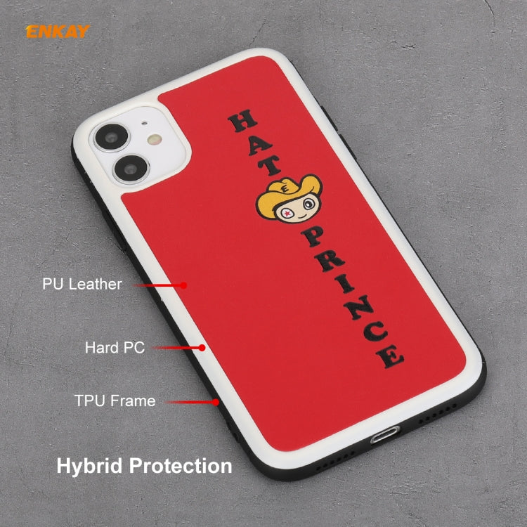 For iPhone 11 Hat-Prince ENKAY ENK-PC046 Cartoon Series PU Leather + PC Hard Slim Case Shockproof Cover(Red) - iPhone 11 Cases by ENKAY | Online Shopping UK | buy2fix