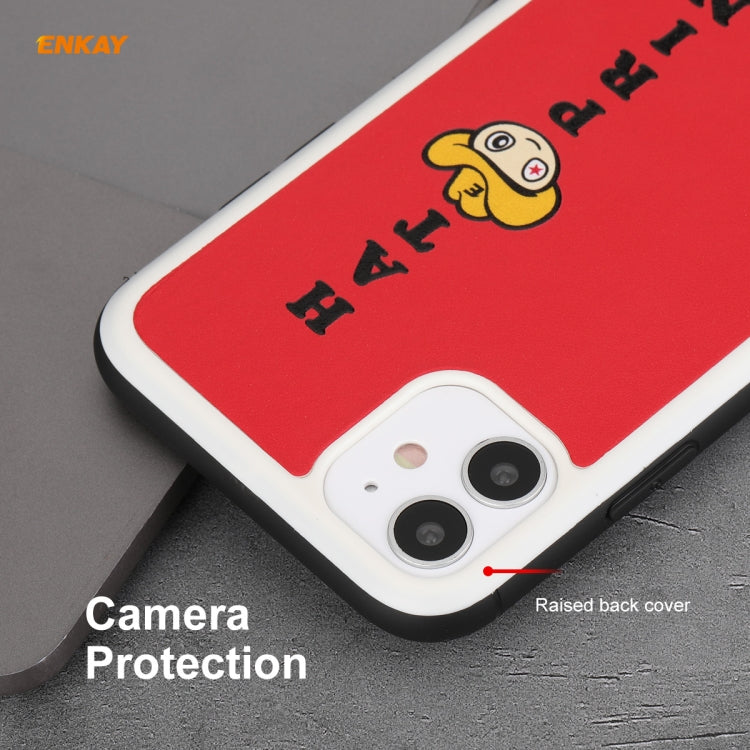 For iPhone 11 Hat-Prince ENKAY ENK-PC046 Cartoon Series PU Leather + PC Hard Slim Case Shockproof Cover(Red) - iPhone 11 Cases by ENKAY | Online Shopping UK | buy2fix