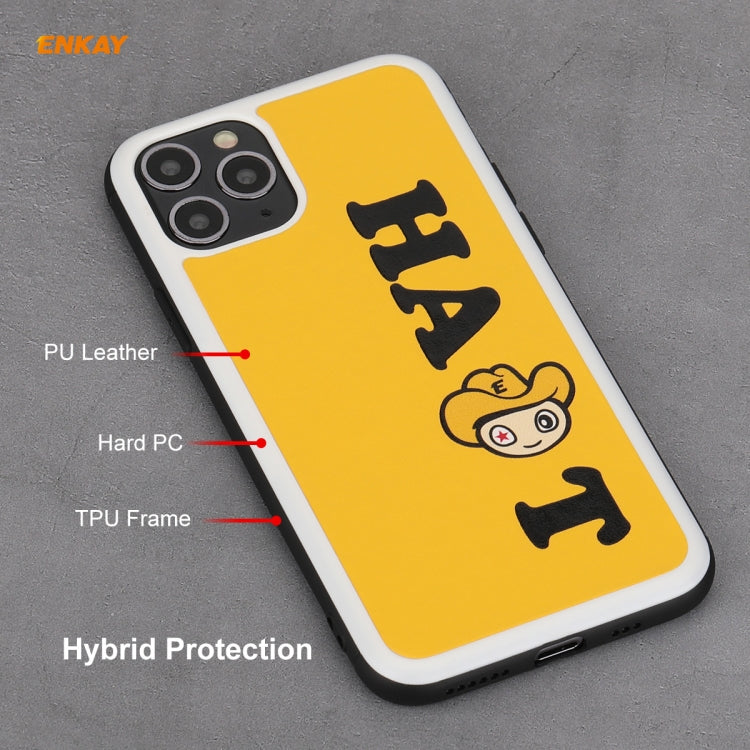 For iPhone 11 Pro Hat-Prince ENKAY ENK-PC047 Cartoon Series PU Leather + PC Hard Slim CaseShockproof Cover(Yellow) - iPhone 11 Pro Cases by ENKAY | Online Shopping UK | buy2fix