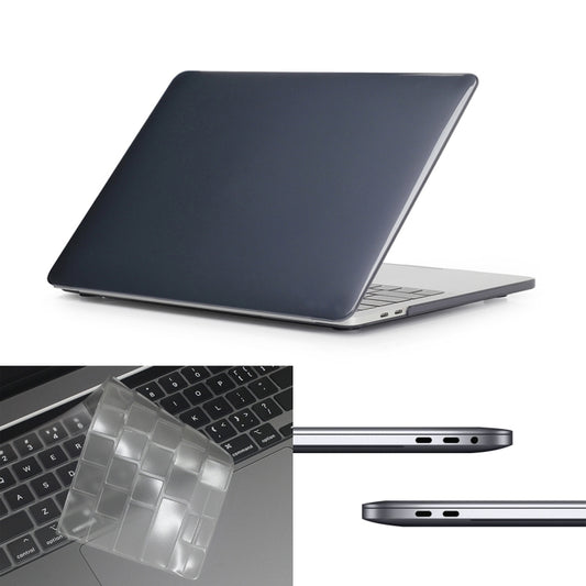 ENKAY Hat-Prince 3 in 1 For MacBook Pro 13 inch A2289 / A2251 (2020) Crystal Hard Shell Protective Case + Europe Version Ultra-thin TPU Keyboard Protector Cover + Anti-dust Plugs Set(Black) - MacBook Pro Cases by ENKAY | Online Shopping UK | buy2fix