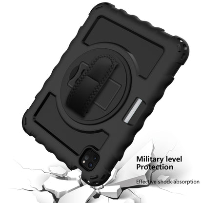 For iPad Air 2022 / 2020 10.9 360 Degree Rotation PC + Silicone Shockproof Combination Case with Holder & Hand Grip Strap & Neck Strap & Pen Slot Holder(Black) - iPad Air (2022) / (2020) 10.9 Cases by buy2fix | Online Shopping UK | buy2fix