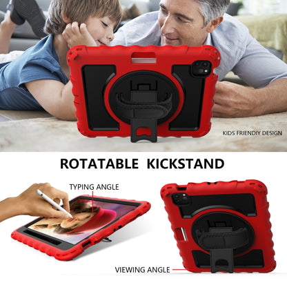 For iPad Air 2022 / 2020 10.9 360 Degree Rotation PC + Silicone Shockproof Combination Case with Holder & Hand Grip Strap & Neck Strap & Pen Slot Holder(Red) - iPad Air (2022) / (2020) 10.9 Cases by buy2fix | Online Shopping UK | buy2fix