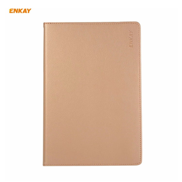 ENKAY for Samsung Galaxy Tab S8 / Galaxy Tab S7 11.0 T870 / T875 ENK-8012 360 Degree Rotation Litchi Texture Horizontal Flip PU Leather Smart Case with Holder & Sleep / Wake-up(Gold) by ENKAY