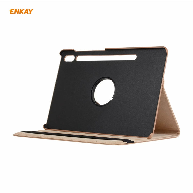 ENKAY for Samsung Galaxy Tab S8 / Galaxy Tab S7 11.0 T870 / T875 ENK-8012 360 Degree Rotation Litchi Texture Horizontal Flip PU Leather Smart Case with Holder & Sleep / Wake-up(Gold) by ENKAY