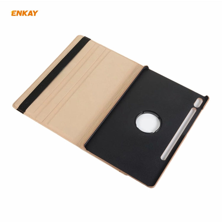ENKAY for Samsung Galaxy Tab S8 / Galaxy Tab S7 11.0 T870 / T875 ENK-8012 360 Degree Rotation Litchi Texture Horizontal Flip PU Leather Smart Case with Holder & Sleep / Wake-up(Gold) by ENKAY