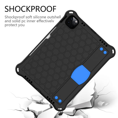 For iPad Air 2022 / 2020 10.9 Honeycomb Design EVA + PC Material Four Corner Anti Falling Flat Protective Shell with Strap(Black+Blue) - iPad Air (2022) / (2020) 10.9 Cases by buy2fix | Online Shopping UK | buy2fix