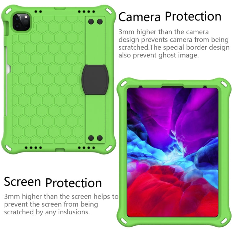 For iPad Air 2022 / 2020 10.9 Honeycomb Design EVA + PC Material Four Corner Anti Falling Flat Protective Shell with Strap(Green+Black) - iPad Air (2022) / (2020) 10.9 Cases by buy2fix | Online Shopping UK | buy2fix