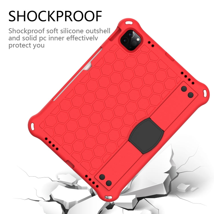 For iPad Air 2022 / 2020 10.9 Honeycomb Design EVA + PC Material Four Corner Anti Falling Flat Protective Shell with Strap(Red+Black) - iPad Air (2022) / (2020) 10.9 Cases by buy2fix | Online Shopping UK | buy2fix