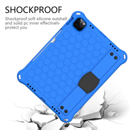 For iPad Air 2022 / 2020 10.9 Honeycomb Design EVA + PC Material Four Corner Anti Falling Flat Protective Shell with Strap(Blue+Black) - iPad Air (2022) / (2020) 10.9 Cases by buy2fix | Online Shopping UK | buy2fix
